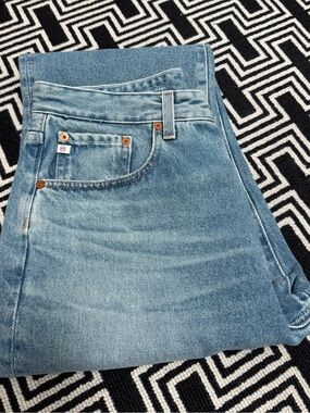 AG Med/Light Blue Women's High-Rise straight full Denim "clove" jeans